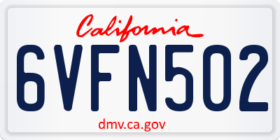 CA license plate 6VFN502