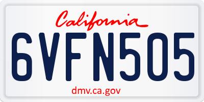 CA license plate 6VFN505