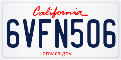 CA license plate 6VFN506