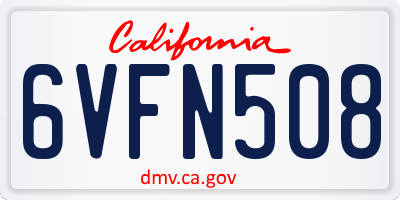 CA license plate 6VFN508