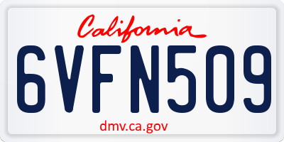 CA license plate 6VFN509