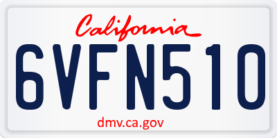 CA license plate 6VFN510