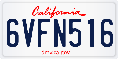 CA license plate 6VFN516
