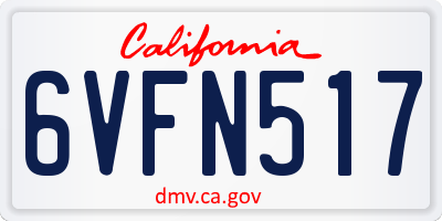CA license plate 6VFN517