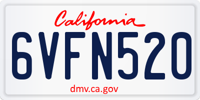 CA license plate 6VFN520