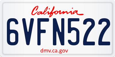 CA license plate 6VFN522
