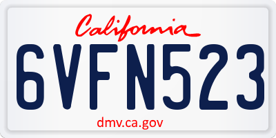 CA license plate 6VFN523
