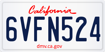 CA license plate 6VFN524