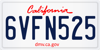 CA license plate 6VFN525