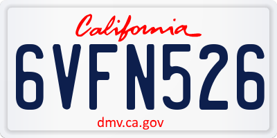 CA license plate 6VFN526