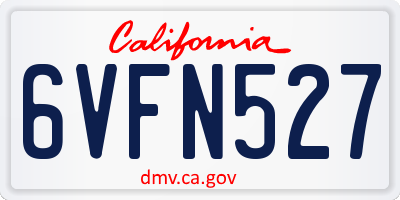 CA license plate 6VFN527
