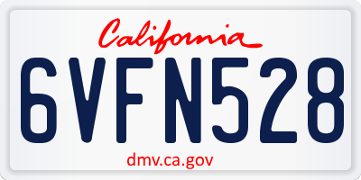 CA license plate 6VFN528