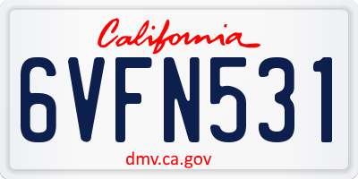 CA license plate 6VFN531