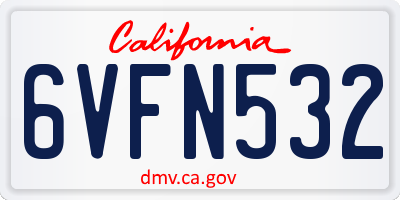 CA license plate 6VFN532