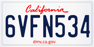 CA license plate 6VFN534