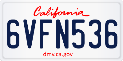 CA license plate 6VFN536