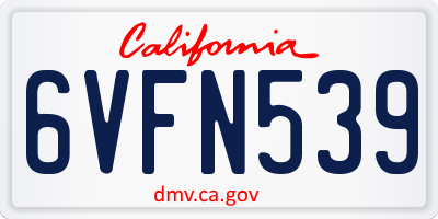 CA license plate 6VFN539