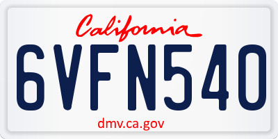 CA license plate 6VFN540