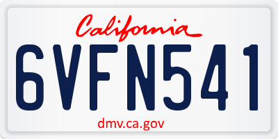 CA license plate 6VFN541
