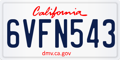 CA license plate 6VFN543