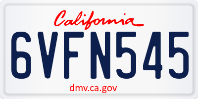 CA license plate 6VFN545