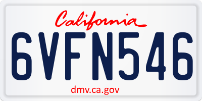 CA license plate 6VFN546