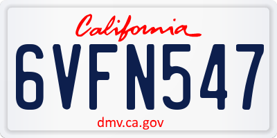 CA license plate 6VFN547