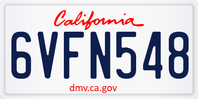 CA license plate 6VFN548