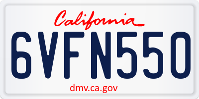 CA license plate 6VFN550