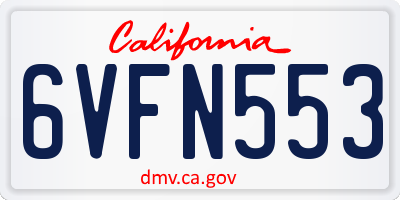 CA license plate 6VFN553