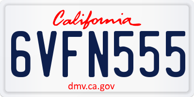 CA license plate 6VFN555