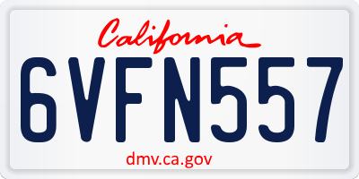 CA license plate 6VFN557