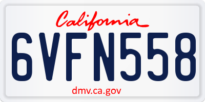 CA license plate 6VFN558