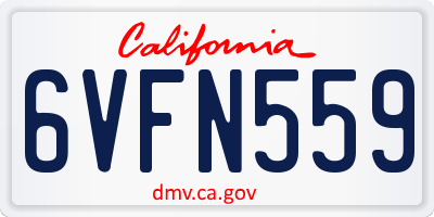 CA license plate 6VFN559