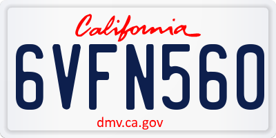 CA license plate 6VFN560