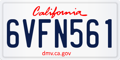 CA license plate 6VFN561