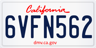 CA license plate 6VFN562