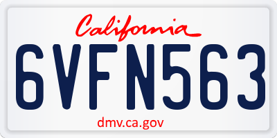 CA license plate 6VFN563