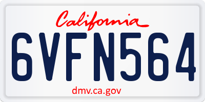 CA license plate 6VFN564