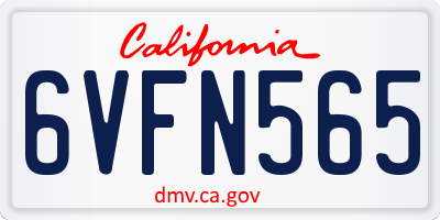 CA license plate 6VFN565