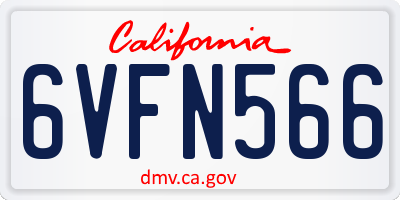 CA license plate 6VFN566