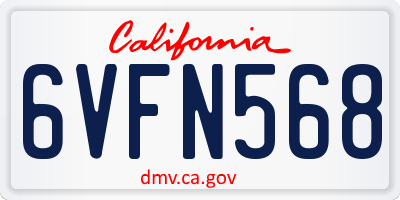 CA license plate 6VFN568