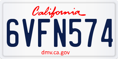 CA license plate 6VFN574