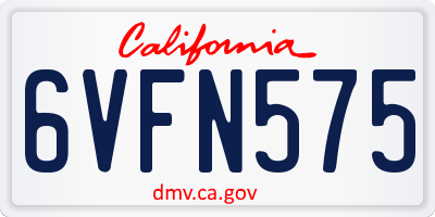 CA license plate 6VFN575