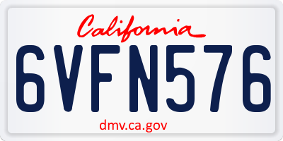 CA license plate 6VFN576