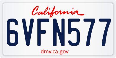 CA license plate 6VFN577