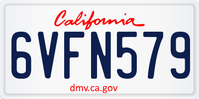 CA license plate 6VFN579