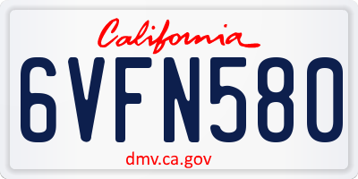 CA license plate 6VFN580