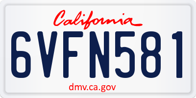 CA license plate 6VFN581