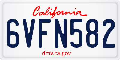 CA license plate 6VFN582